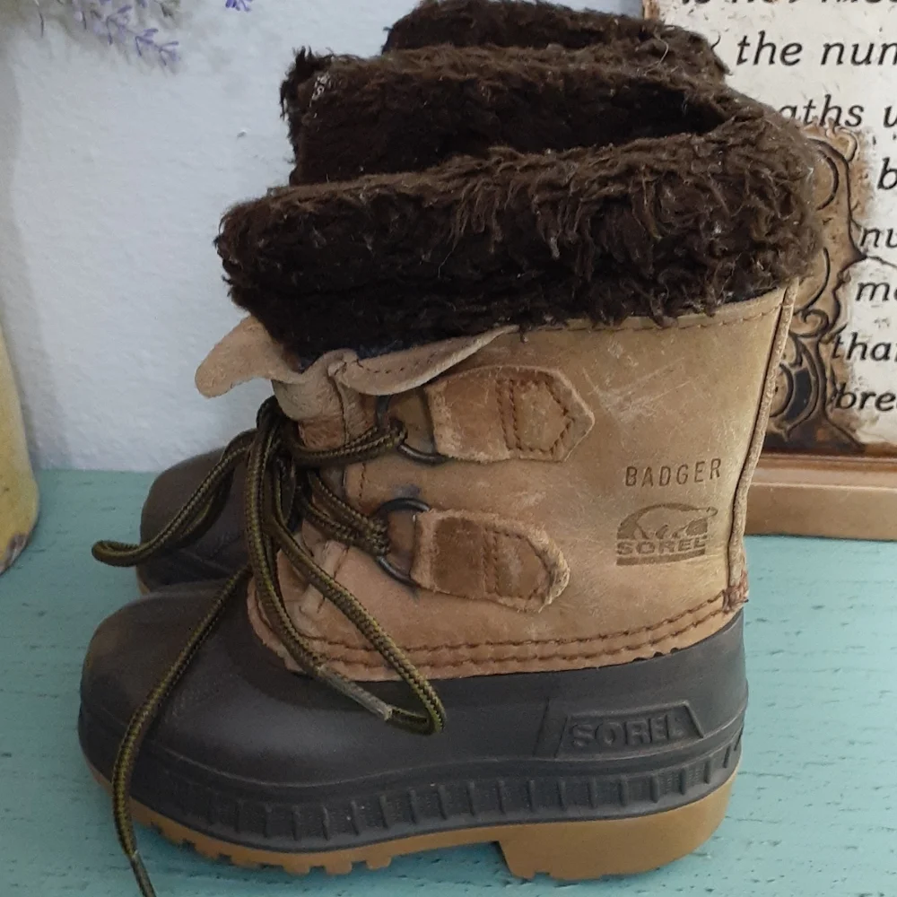 Sorel Kids Brown and Dark Gray Snow Boots